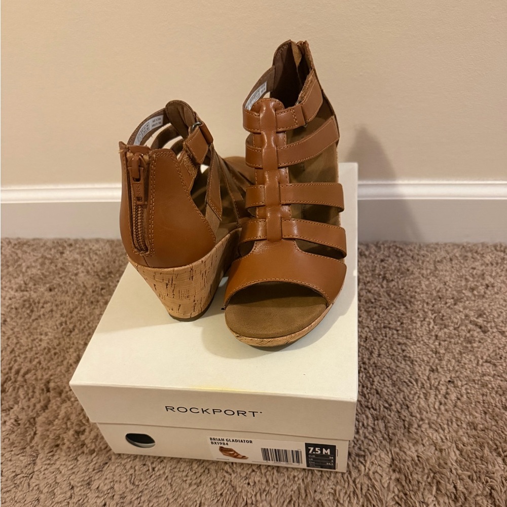Rockport Tan Briah Gladiator Wedge Sandals, Size 7.5M - Picture 5 of 7
